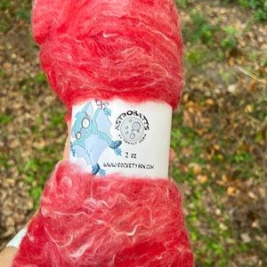 Rocketyarn Astrobatts spinning fiber, 2 oz carded wool and silk, red